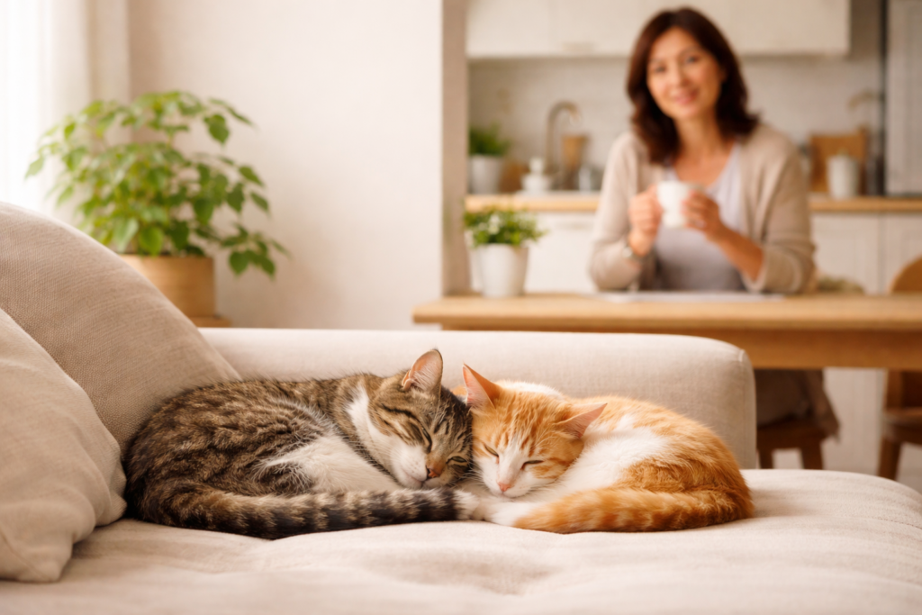 ２匹の猫の昼寝